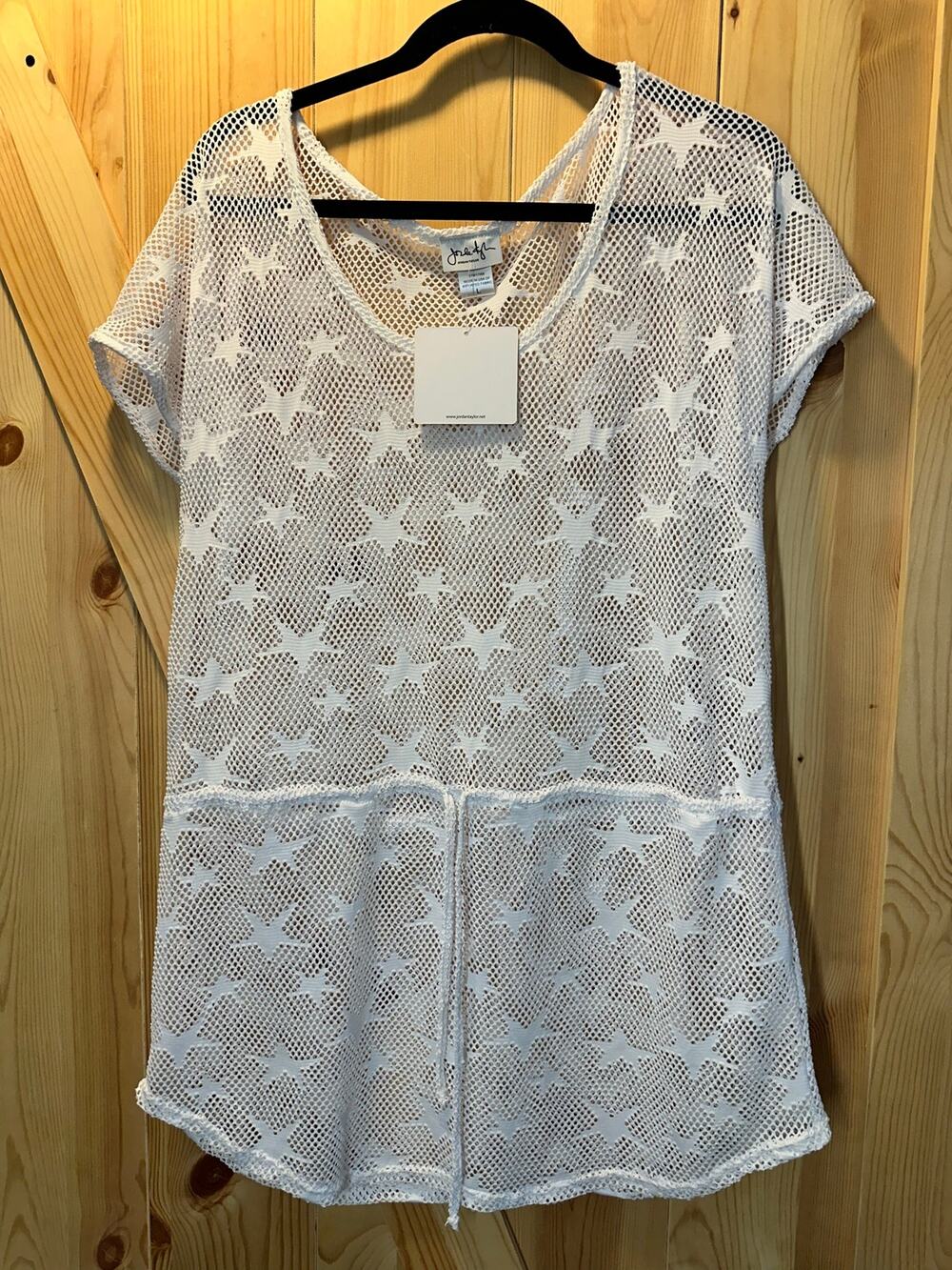 Jordan Taylor White Star Crochet Mesh Swimsuit Cover-Up - Size Large (NWT)